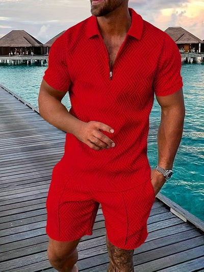 Zweiteiler für Herren - Stilvolles Set mit Poloshirt und Shorts für den Sommer