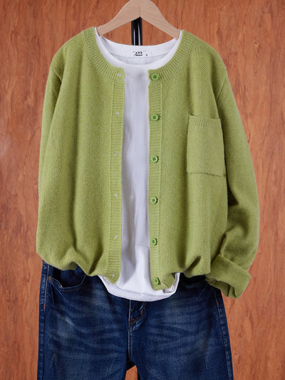 Strickjacke mit Aufgesetzter Tasche für Damen