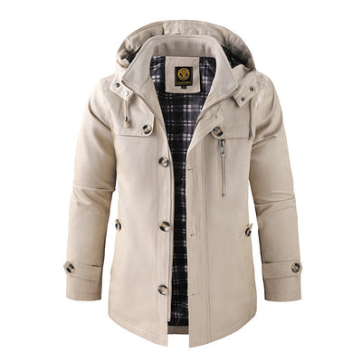 Klassische Wattierte Kapuzenjacke mit Taschen für Herren