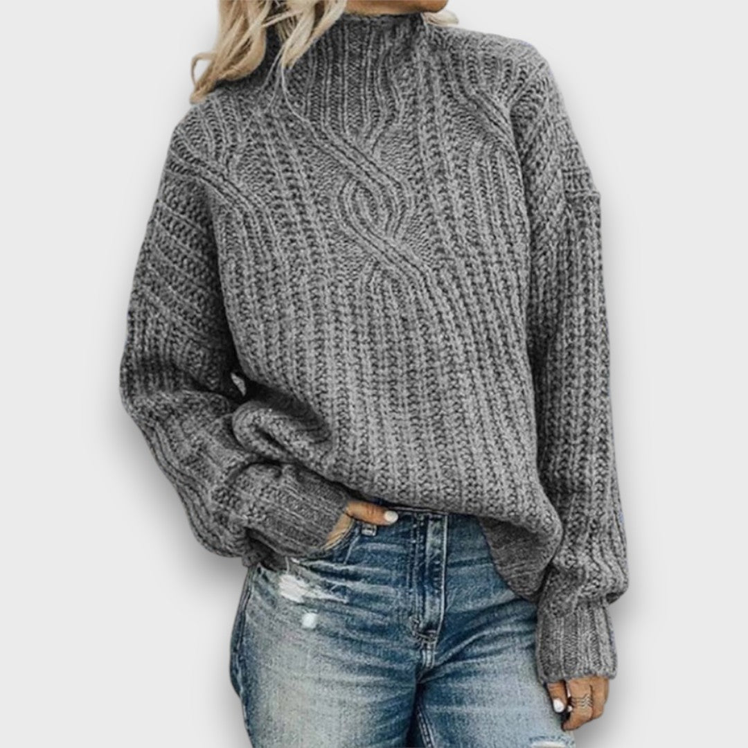 Alina – Retro Rollkragenpullover mit Zopfmuster