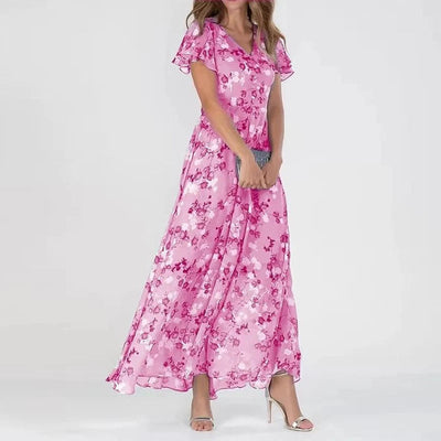Maxikleid für Damen - Elegantes langes Sommerkleid mit Blumenmuster