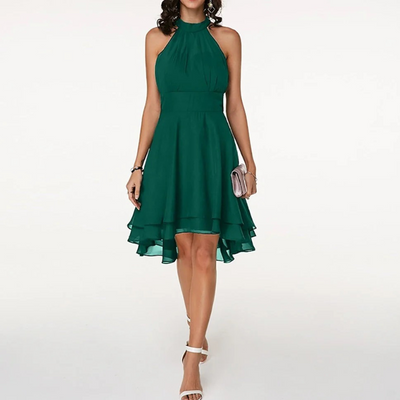 Fließendes Neckholderkleid für Damen | Mini