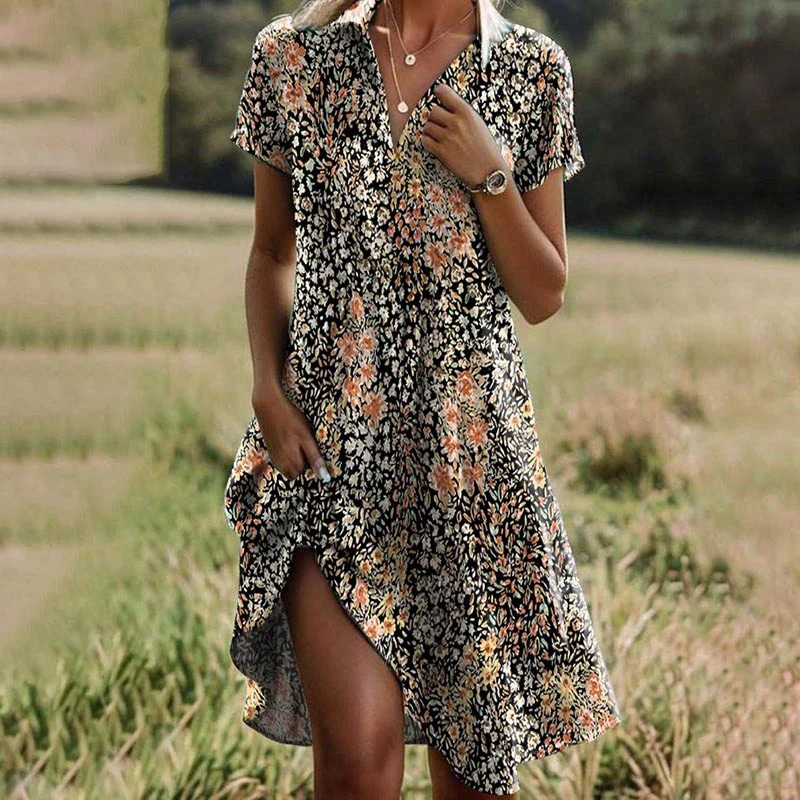 Fließendes Sommerkleid für Damen | Midi