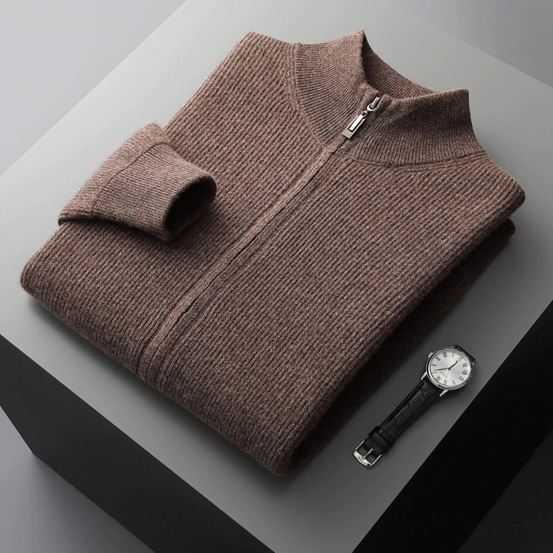 Gerippte Strickjacke mit Reißverschluss für Damen
