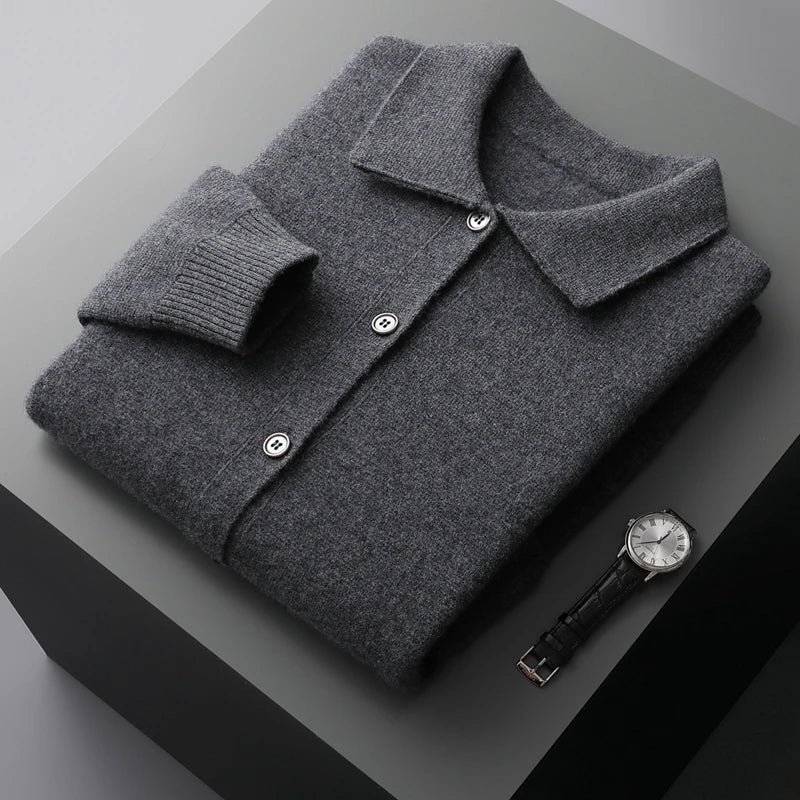 Knopfmantel mit Revers und Taschen für Herren