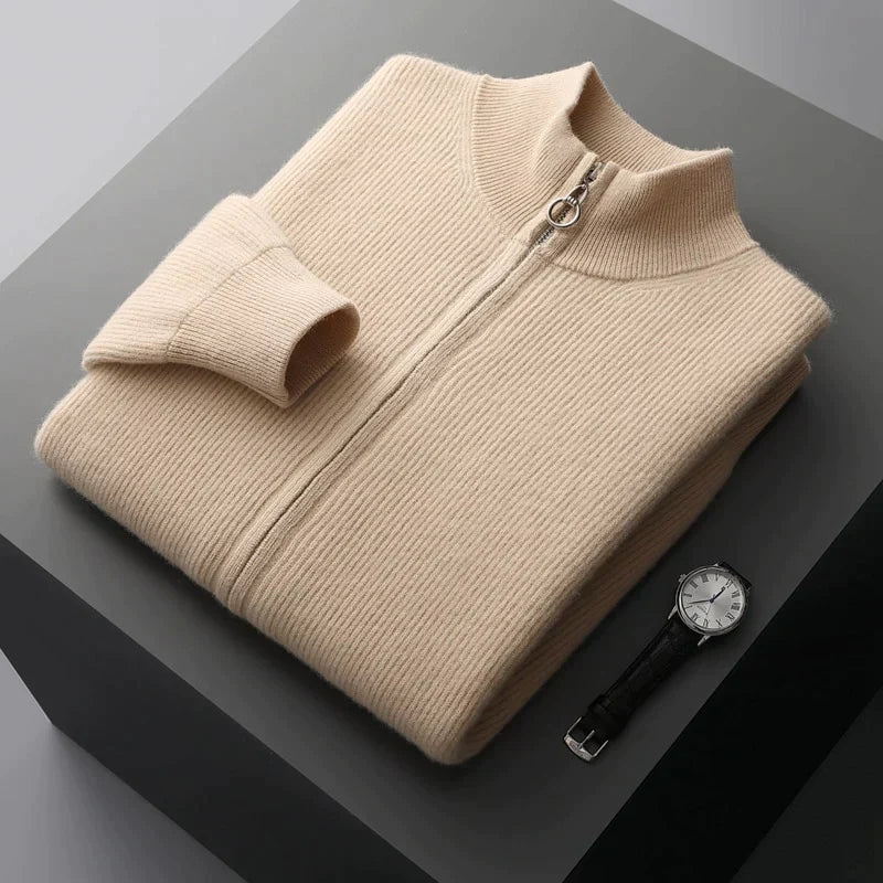 Gerippte Strickjacke mit Reißverschluss für Damen
