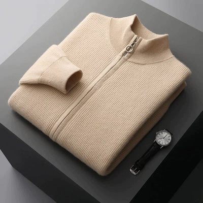 Gerippte Strickjacke mit Reißverschluss für Damen