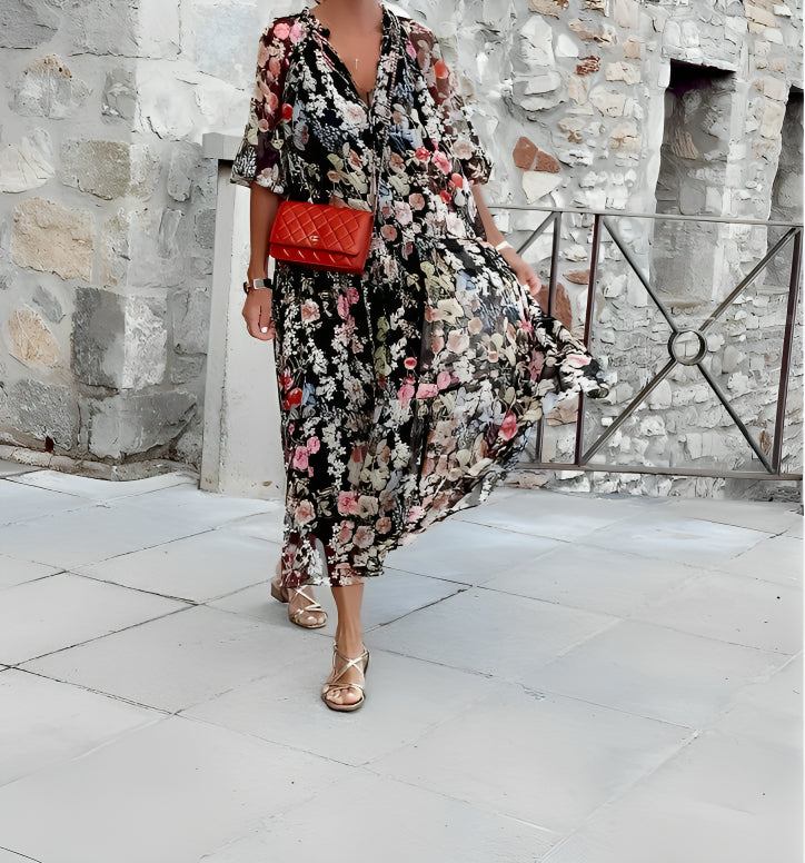 Sommerkleid für Damen – Elegantes florales luftiges Maxikleid