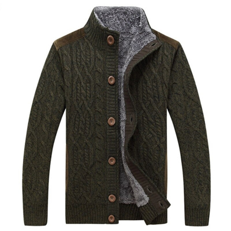 Zopfstrickjacke mit Plüschfutter für Herren