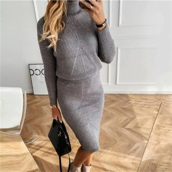Elegantes Rollkragen Strickkleid für Frauen