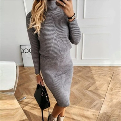Elegantes Rollkragen Strickkleid für Frauen