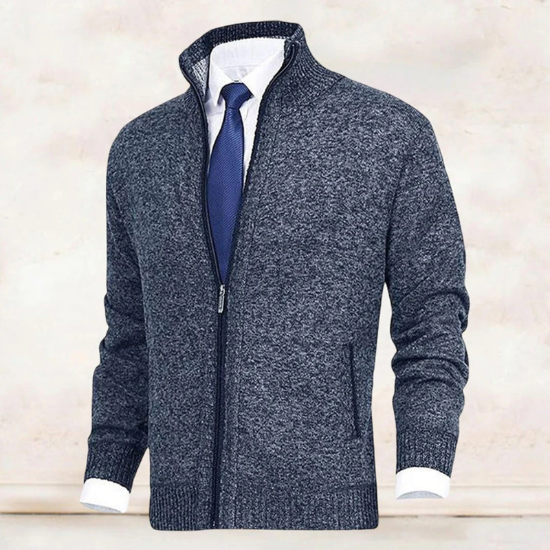 Herren eleganter Cardigan mit Reißverschluss | Strick