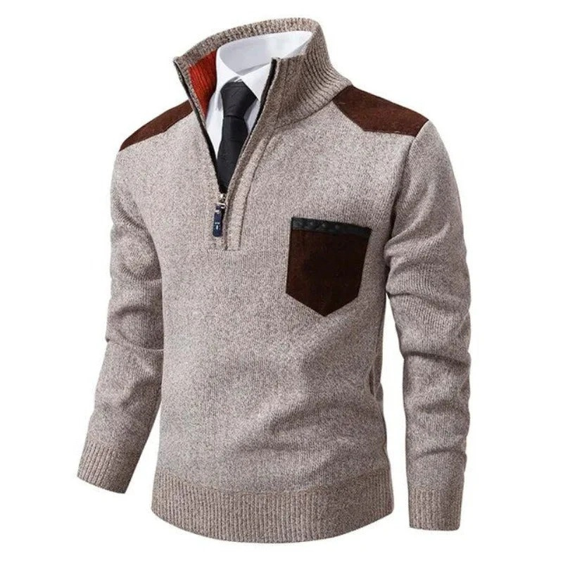 Herren eleganter Zip-Up-Pullover | Warmer