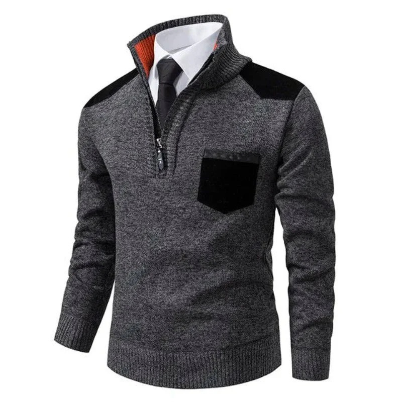 Herren eleganter Zip-Up-Pullover | Warmer