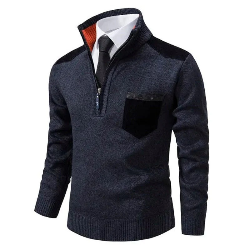 Herren eleganter Zip-Up-Pullover | Warmer
