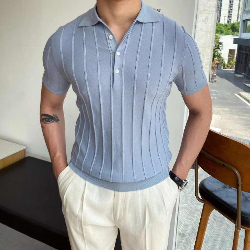Herren gestreiftes Poloshirt | Kurzarm