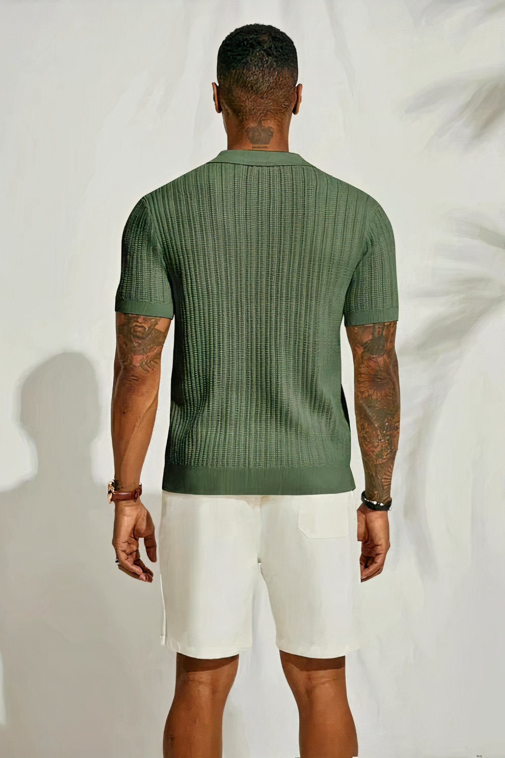 Herren gestricktes Urlaubshemd | Kurzarm