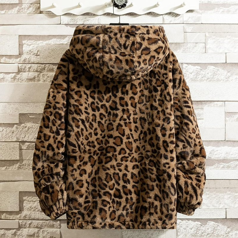 Herren Leoparden-Kapuzenjacke | Warme