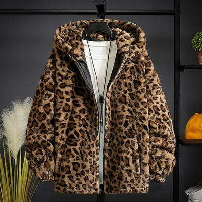 Herren Leoparden-Kapuzenjacke | Warme