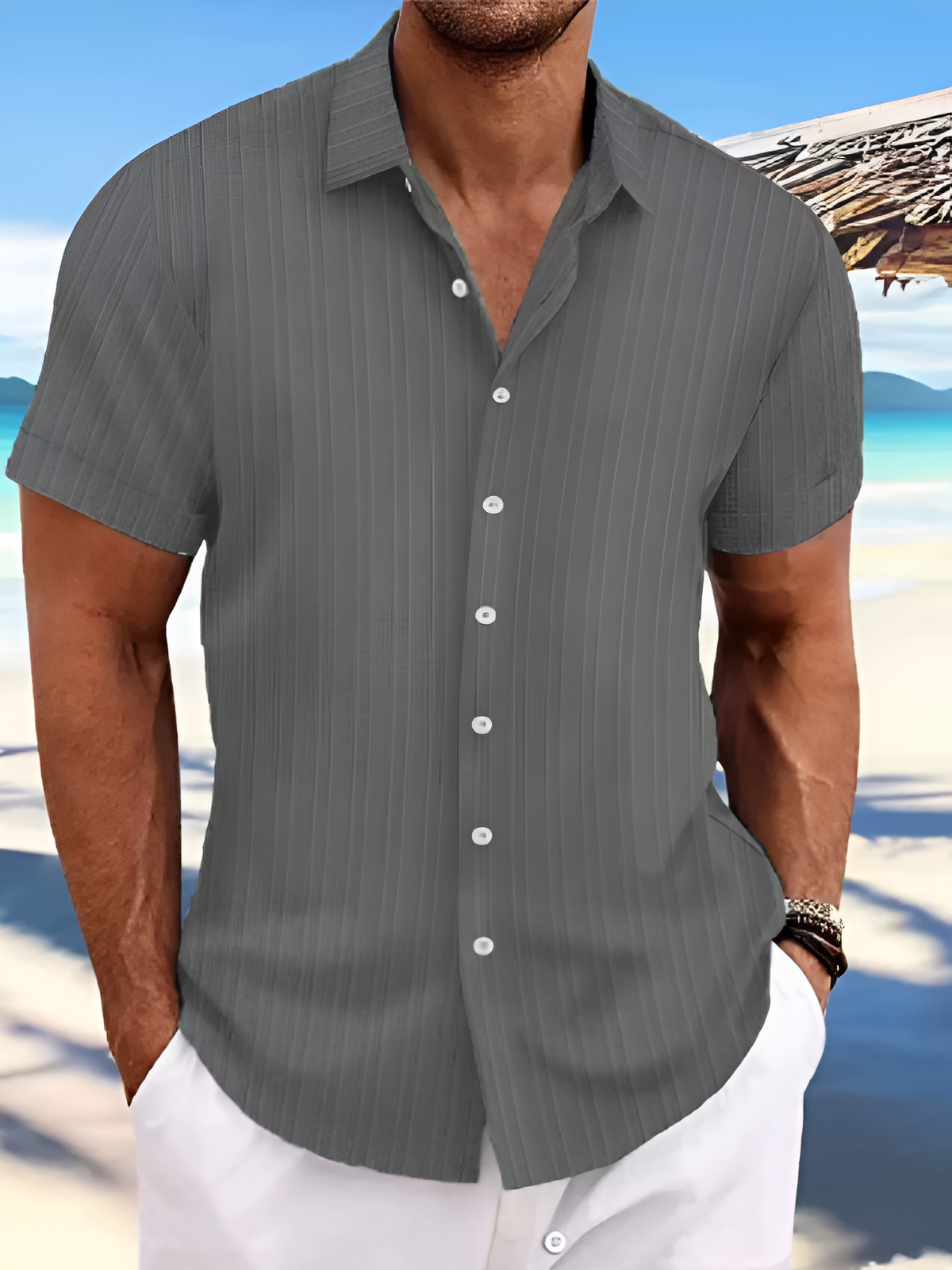 Herren luftiges Sommerhemd | kurzarm