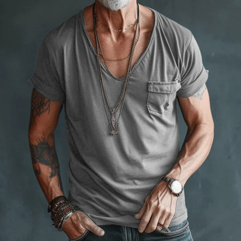 Herren luftiges V-Ausschnitt-T-Shirt | Kurzarm