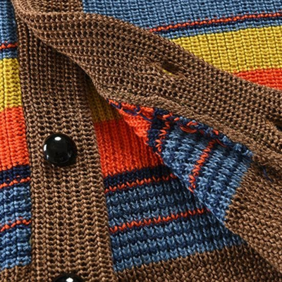 Herren mehrfarbig gestreift Strickjacke | Gestrickt