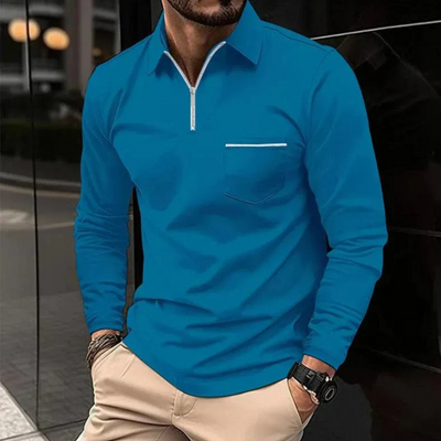 Herren Poloshirt mit Reißverschluss | Langarm