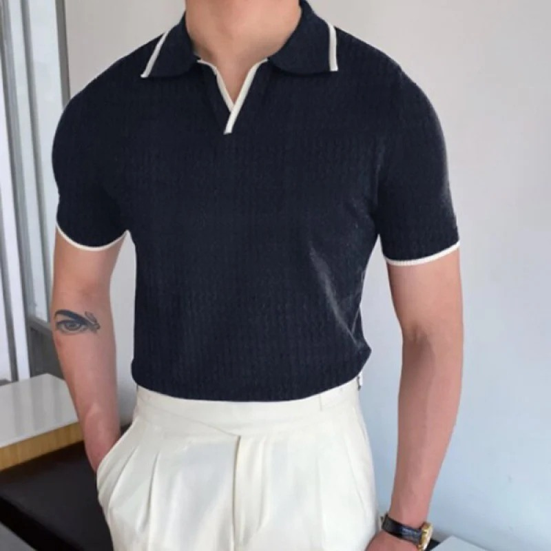Herren Sommer-Poloshirt mit V-Ausschnitt | Kurzarm