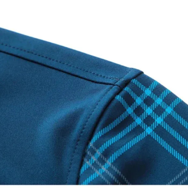 Herren warmes kariertes Poloshirt | Lang