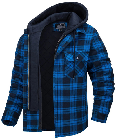 Herrenjacke mit Kapuze und Karomuster | Winter