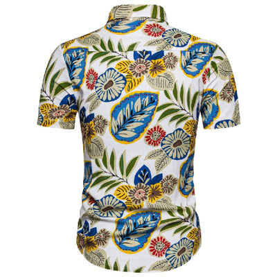 Stylisches Herren Kurzarm Hemd mit Vintage Druck aus Baumwolle
