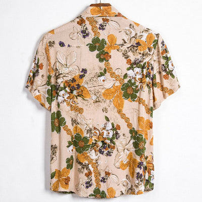 Stylisches Herren Kurzarm Hemd mit Vintage Druck aus Baumwolle