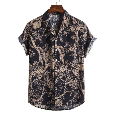 Stylisches Herren Kurzarm Hemd mit Blumen Design