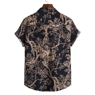 Stylisches Herren Kurzarm Hemd mit Blumen Design