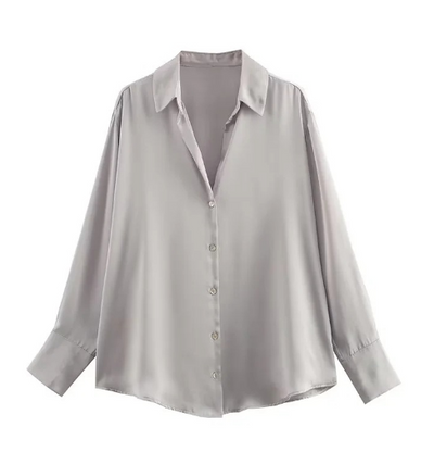 Ivy Sommerbluse | Moderne Seidenbluse für Damen mit Knöpfen