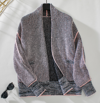 Rosa-graue Strickjacke für Damen