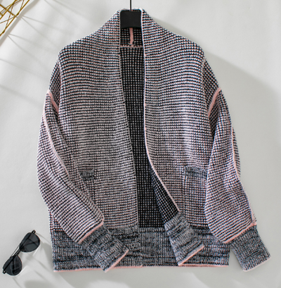 Rosa-graue Strickjacke für Damen