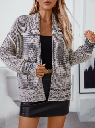 Rosa-graue Strickjacke für Damen