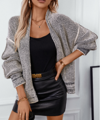 Rosa-graue Strickjacke für Damen