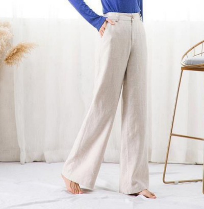 Sommerhose für Damen - Bequeme Luftige Leinen-Optik Palazzo Hose