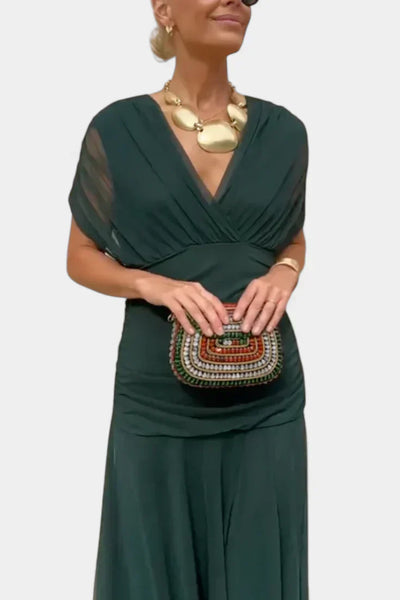 Florayne™ - Elegantes Fließendes Midikleid mit V-Ausschnitt