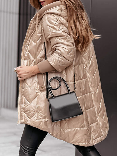 Gesteppte Kapuzenjacke mit Taschen für Frauen