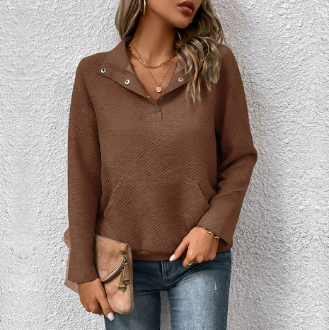 Pullover mit Knopfleiste und Taschen für Damen