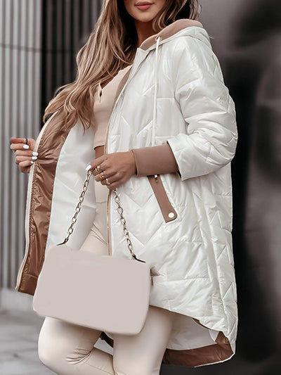 Gesteppte Kapuzenjacke mit Taschen für Frauen