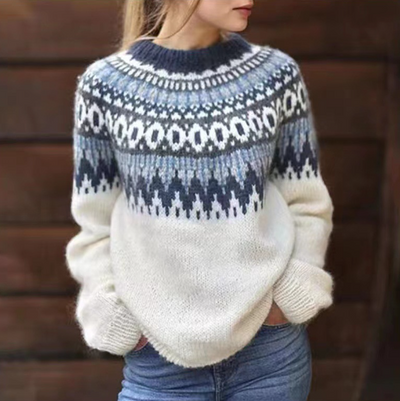 Klassischer Fair-Isle-Strickpullover für Damen
