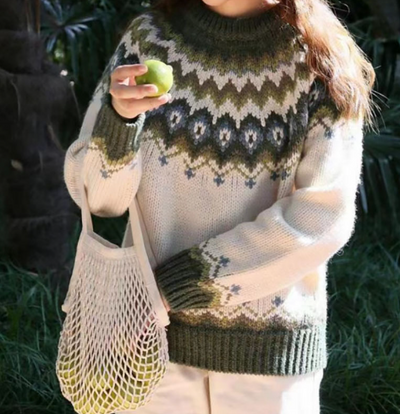 Klassischer Fair-Isle-Strickpullover für Damen