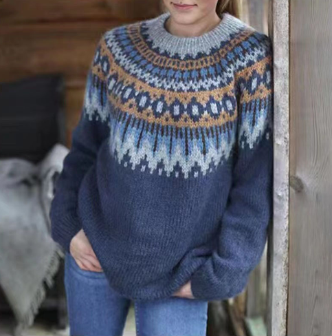 Klassischer Fair-Isle-Strickpullover für Damen