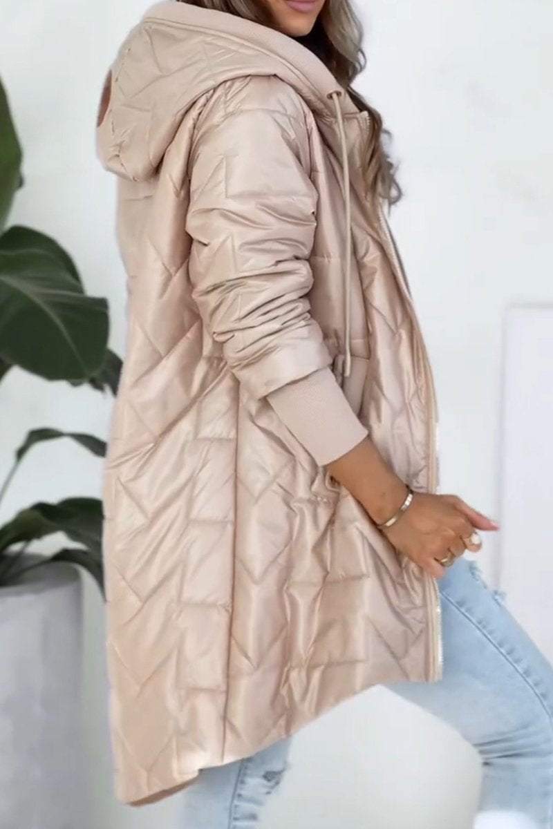 Gesteppte Kapuzenjacke mit Taschen für Frauen