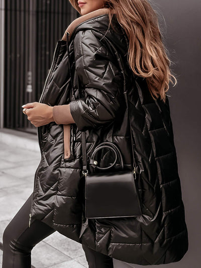 Gesteppte Kapuzenjacke mit Taschen für Frauen