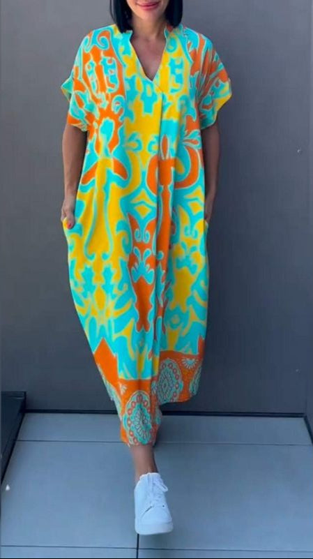 Nia | Geblümtes Midikleid mit V-Ausschnitt